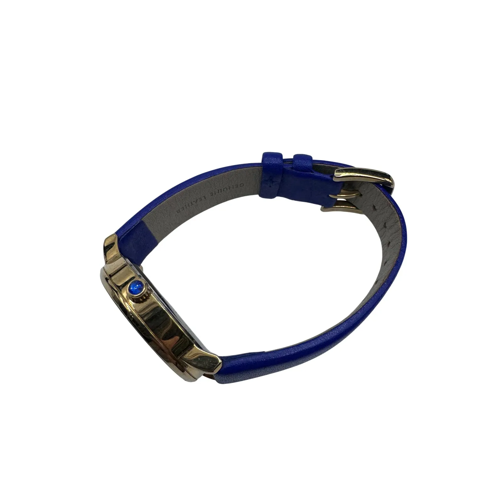 Kate Spade New York Peacock Dial Blue Leather Strap Wrist Watch Womens Statement Gold - Image 2