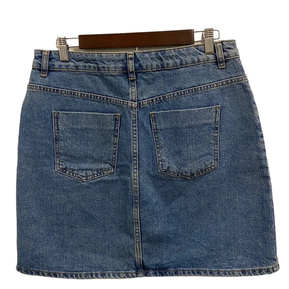 ASOS DESIGN Denim High Waisted Skirt In Midwash - Image 7