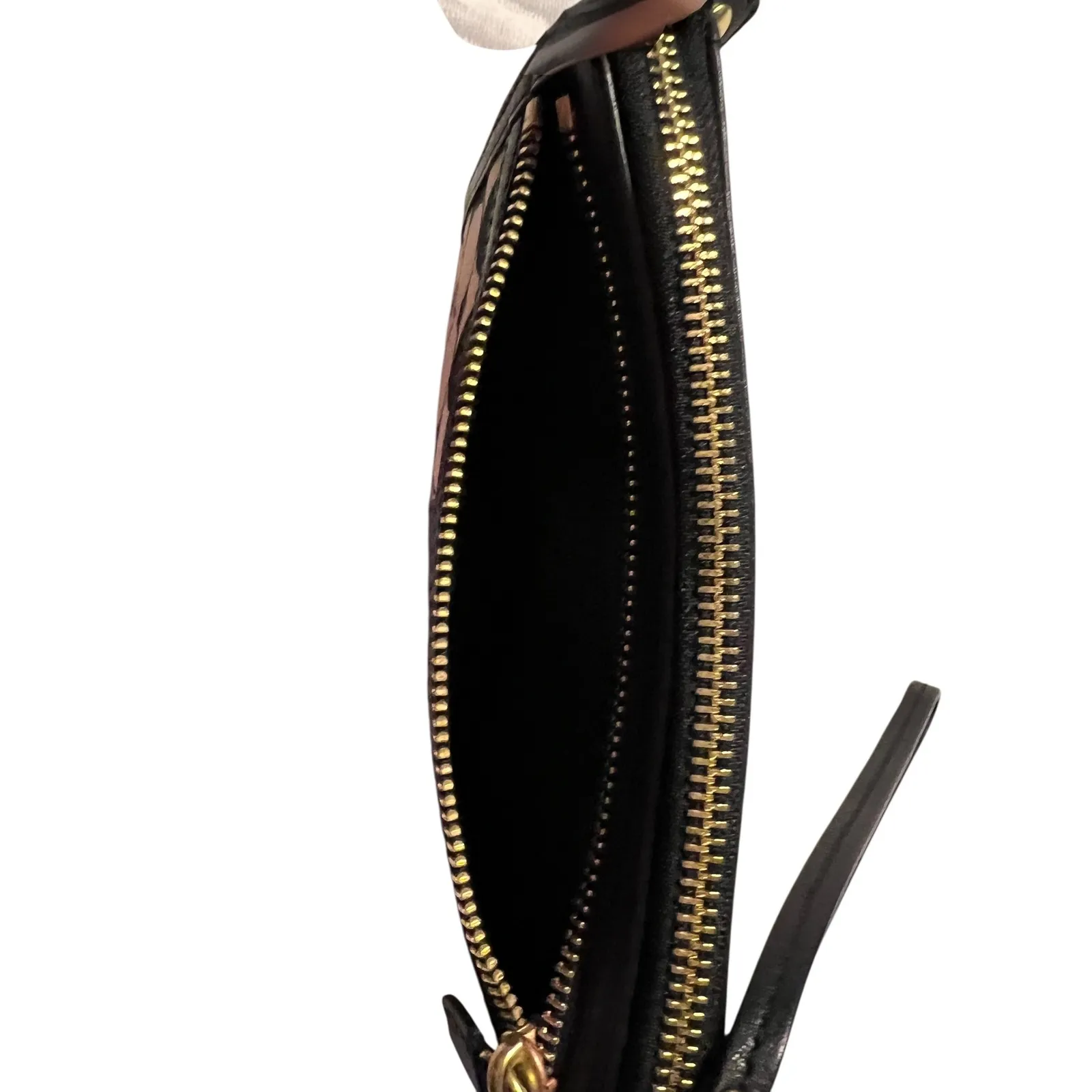 Coach Signature Jacquard Accordion Zip Wallet Black Leather Trim - Image 5