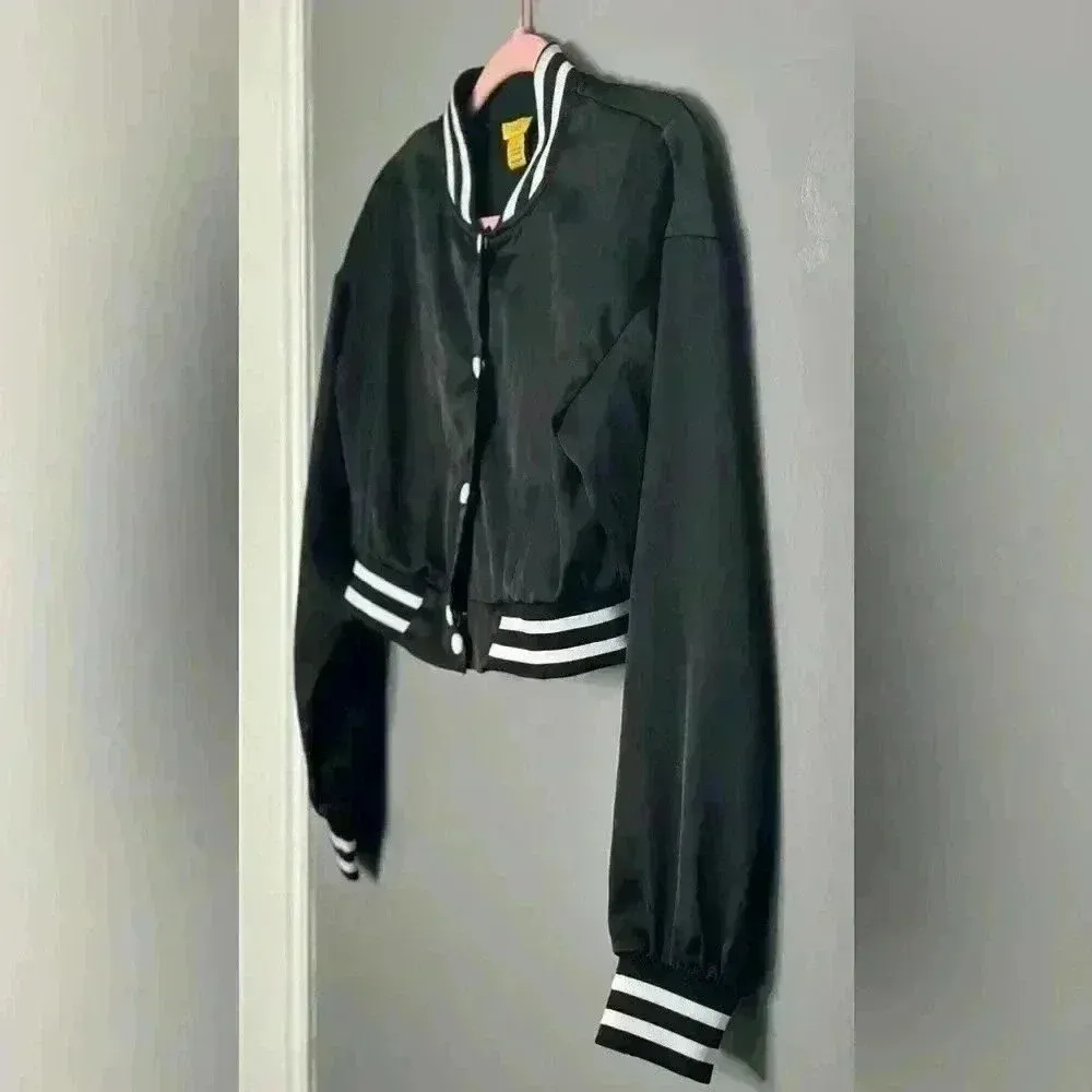 Daisy  Black and White Bomber Women's Jacket (491) - Image 5