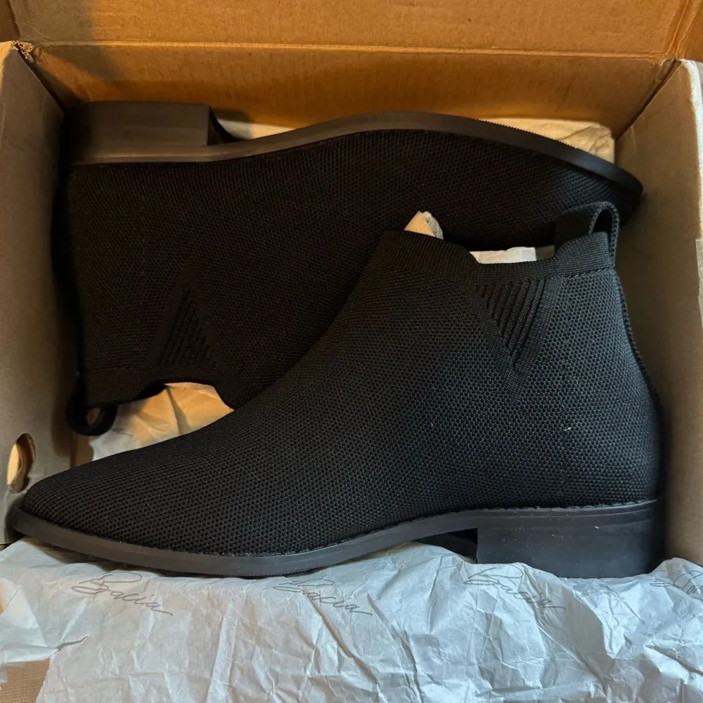 Bacia Women’s Sock Chelsea Ankle Boots Square Toe Short Low Heel Booties 7 NIB Black - Image 7