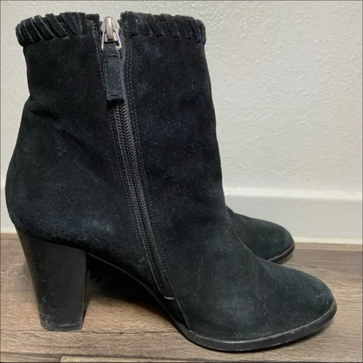 Polo Ralph Lauren Ankle Booties Suede Boots Fringe Leather Black Western 9 - Image 2