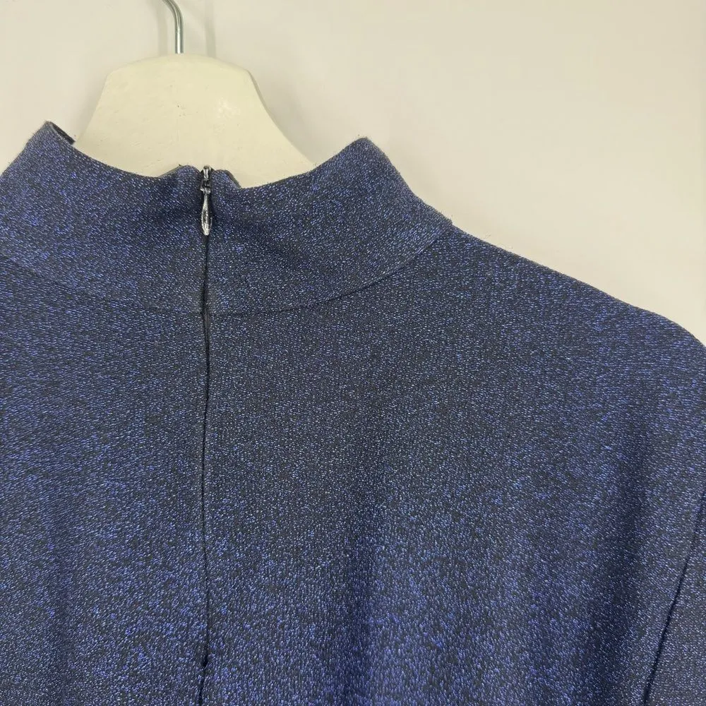 PatBO Lurex‎ Sparkle Mock Neck Puff Super Sleeve Long Top Small Blue - Image 6