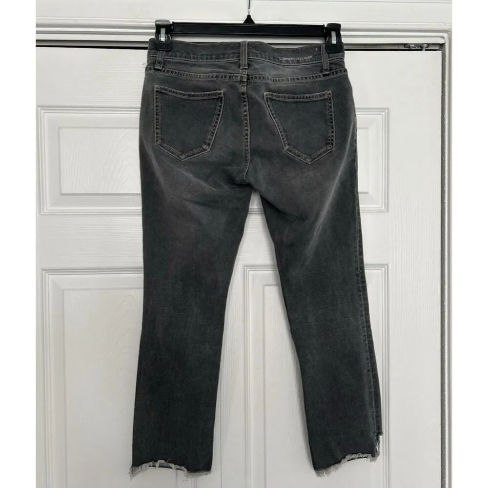 Current / Elliott Women Low Rise Vintage Cropped Distressed Jeans Charcoal Sz 24 - Image 2