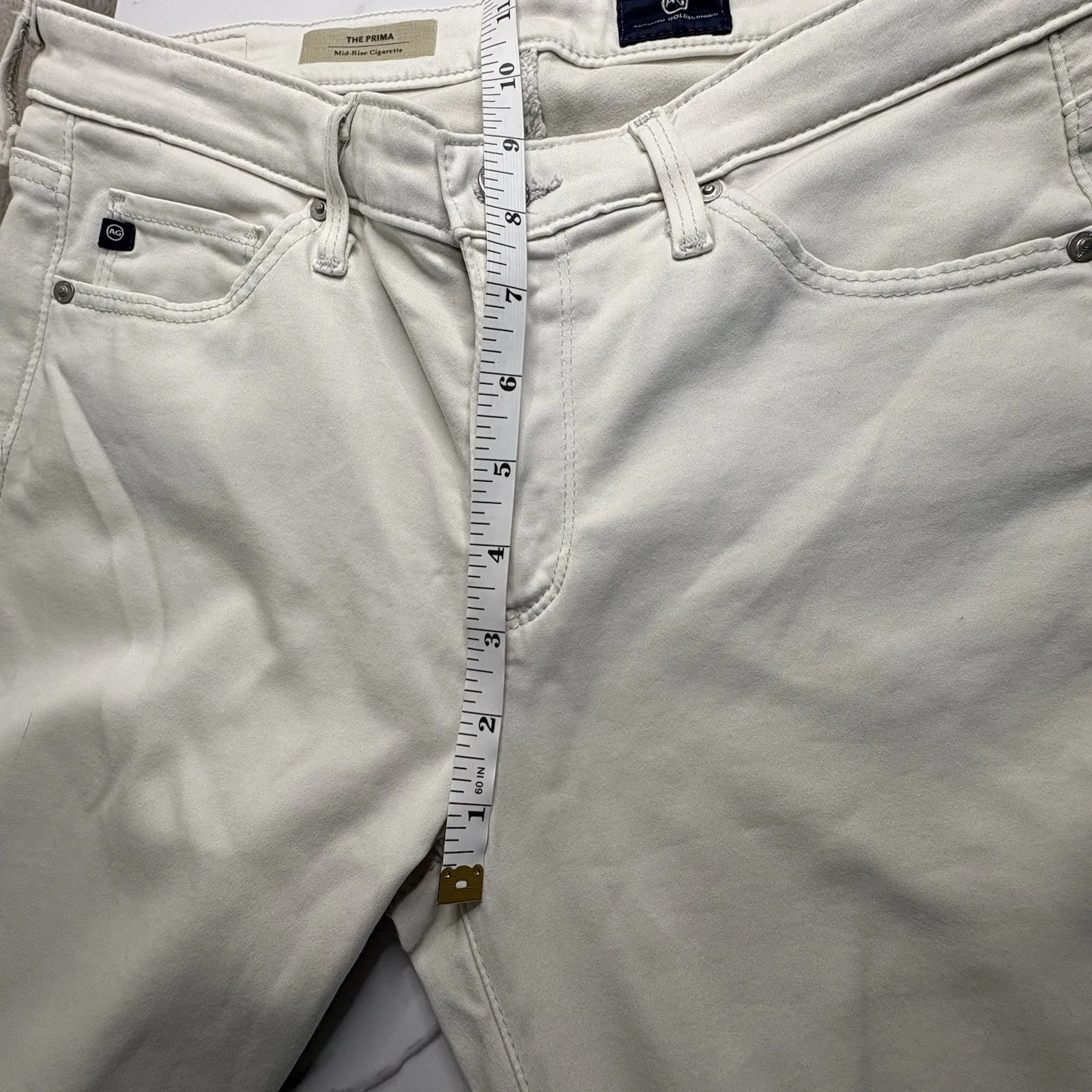 New AG Adriano Goldschmied‎ Pants Women's 27R Ivory The PRIMA  Cigarette Leg NWT - Image 11