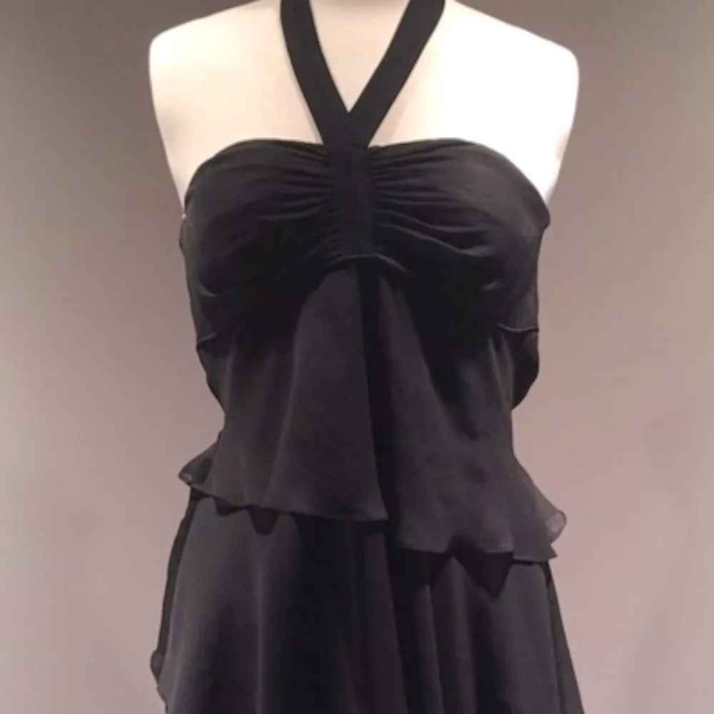 DUSK COLLECTION by Sheila Yen Black Halter Sheer Ruffled Cocktail Dress Size 4 - Image 8