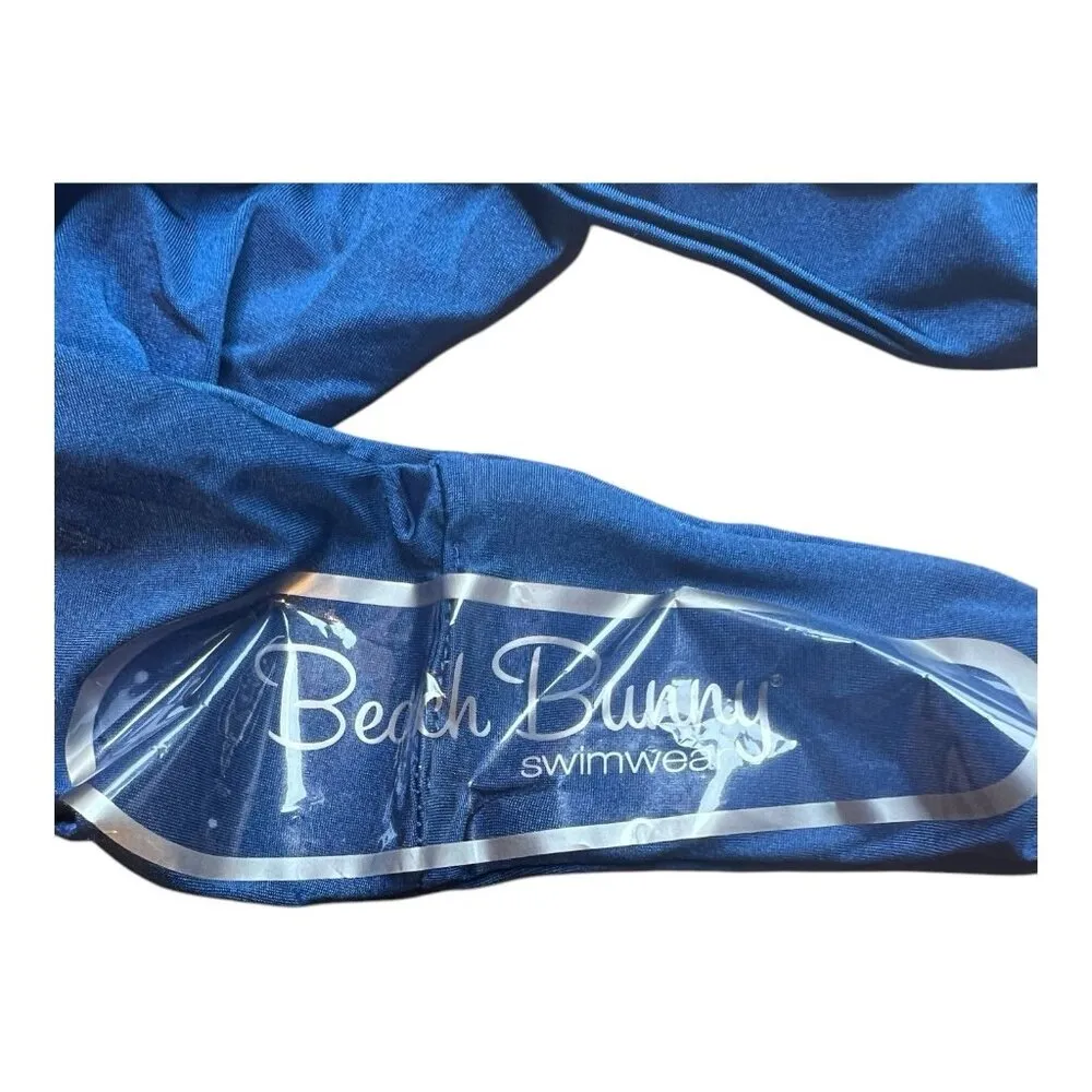 Beach Bunny Ella Sweetheart Symi Blue Swim Bikini Bottom Size Large Ruching - Image 3