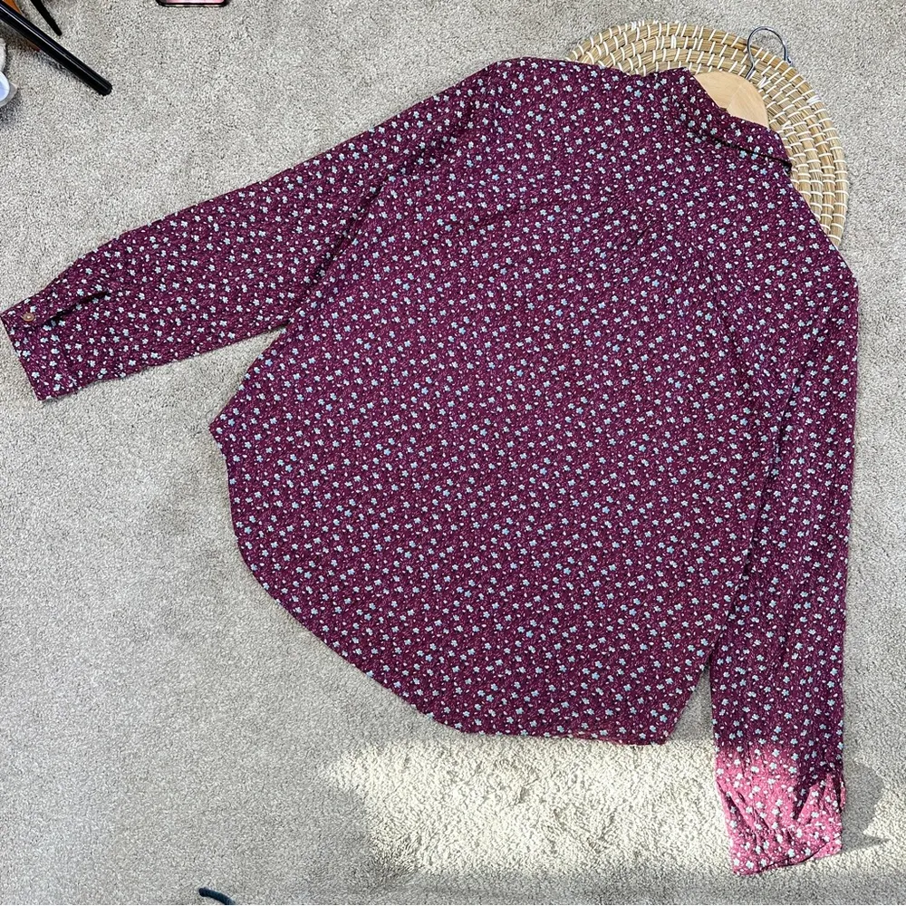 Maeve by Anthropologie Purple Ditzy Floral Calico Cotton Button Down Shirt 10 - Image 9