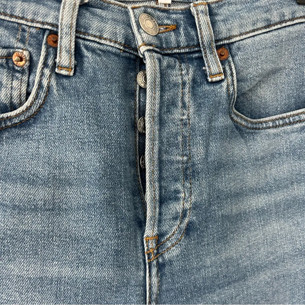 Re/done 70s Stove Pipe Rodeo Indigo With Hole Straight Leg Denim Jeans 24 - Image 3