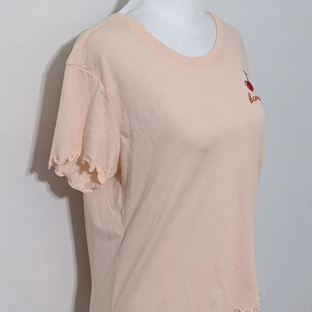 Love Tribe Cherry Bomb Light Pink Retro T-Shirt Size Medium Retro Babydoll Tee - Image 5