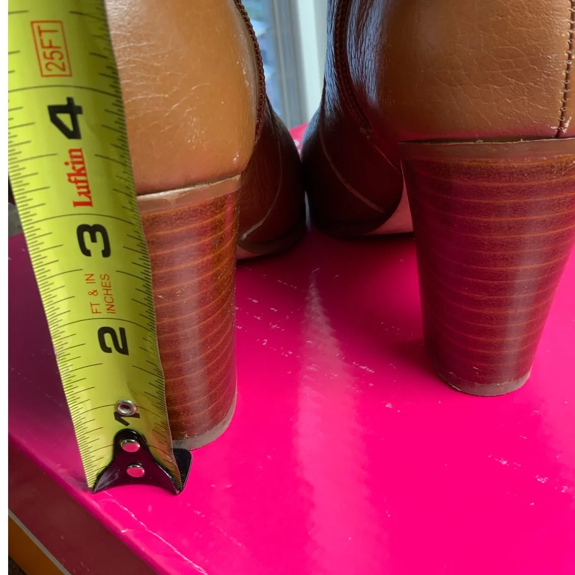 Kate Spade Caty Cognac Tumbled Leather Booties size 7 - Image 8