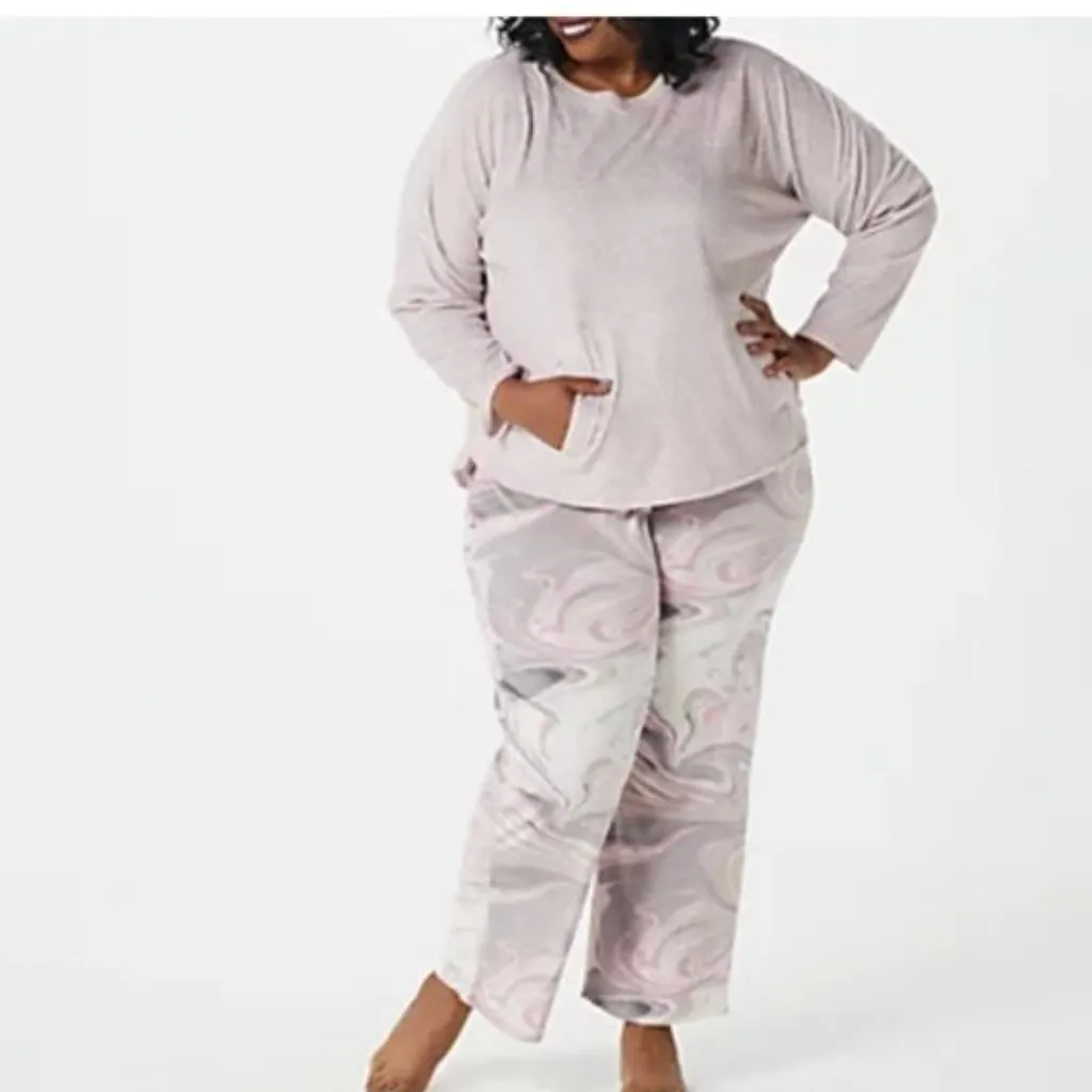 Cuddl Duds Plus Size Light Pink Ultra Plush Velvet Fleece Pullover Top - Image 8