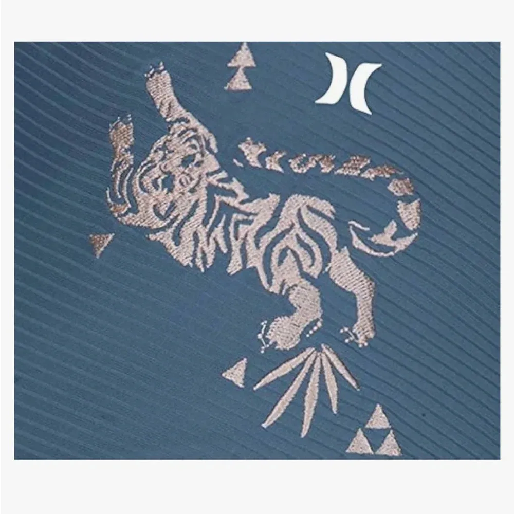 Hurley high waisted embroidered tiger bikini bottoms blue NWOT - Image 9