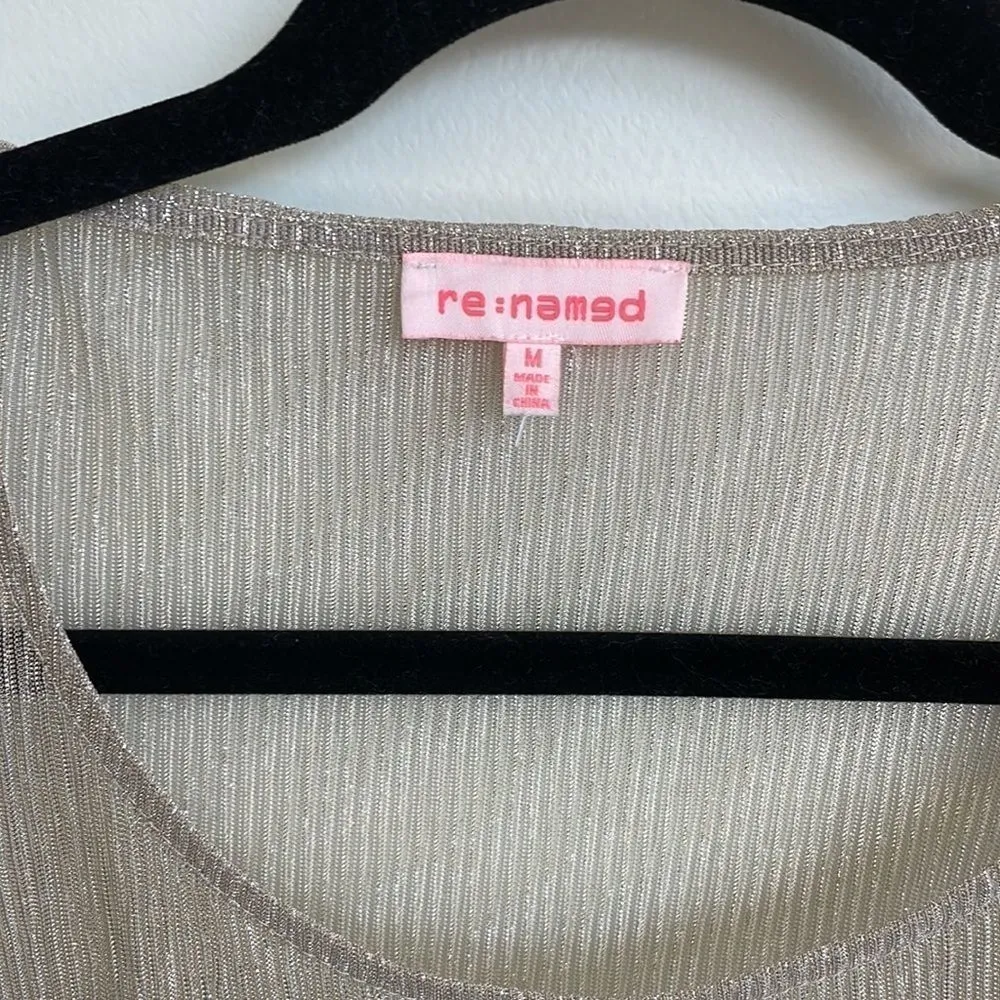 Gold Shimmer Flowy Long Sleeve Top Size M - Image 2