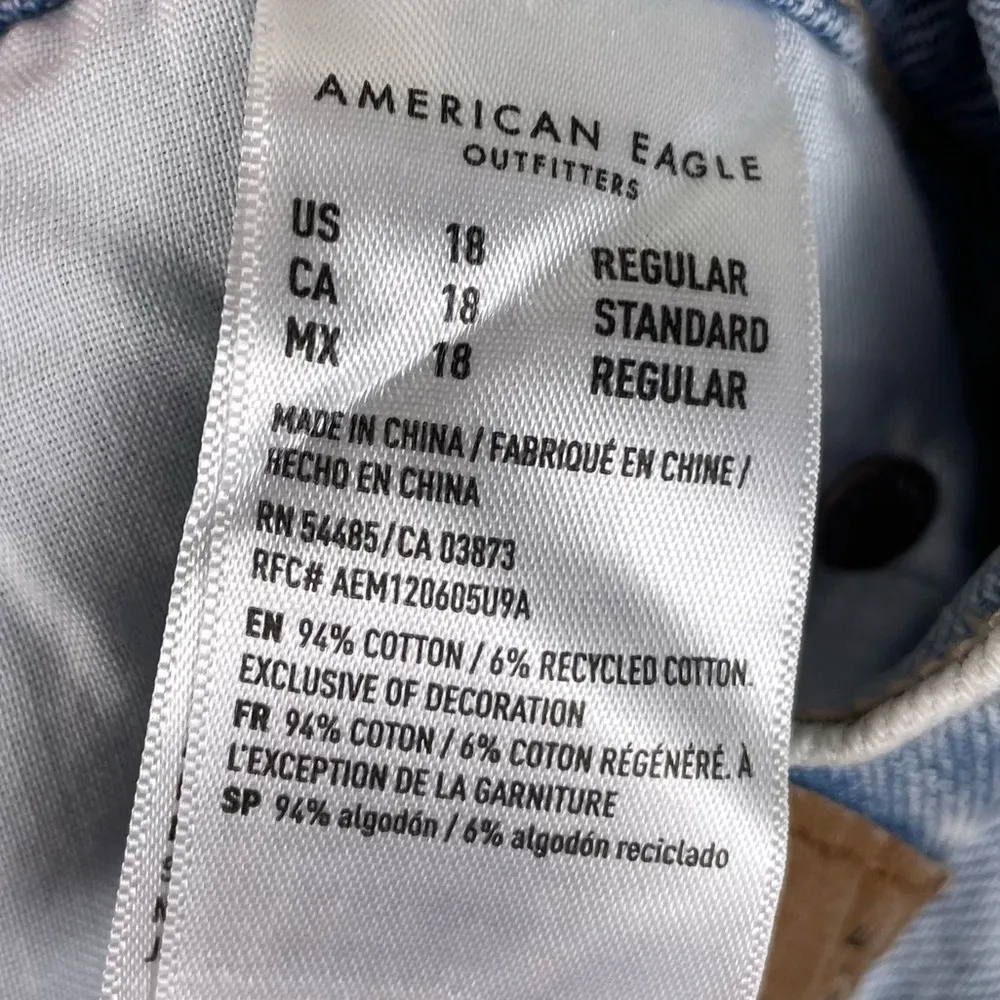 NEW American Eagle 90s Straight Jean Light Wash Denim Stretch Women's Size 18 - Image 9