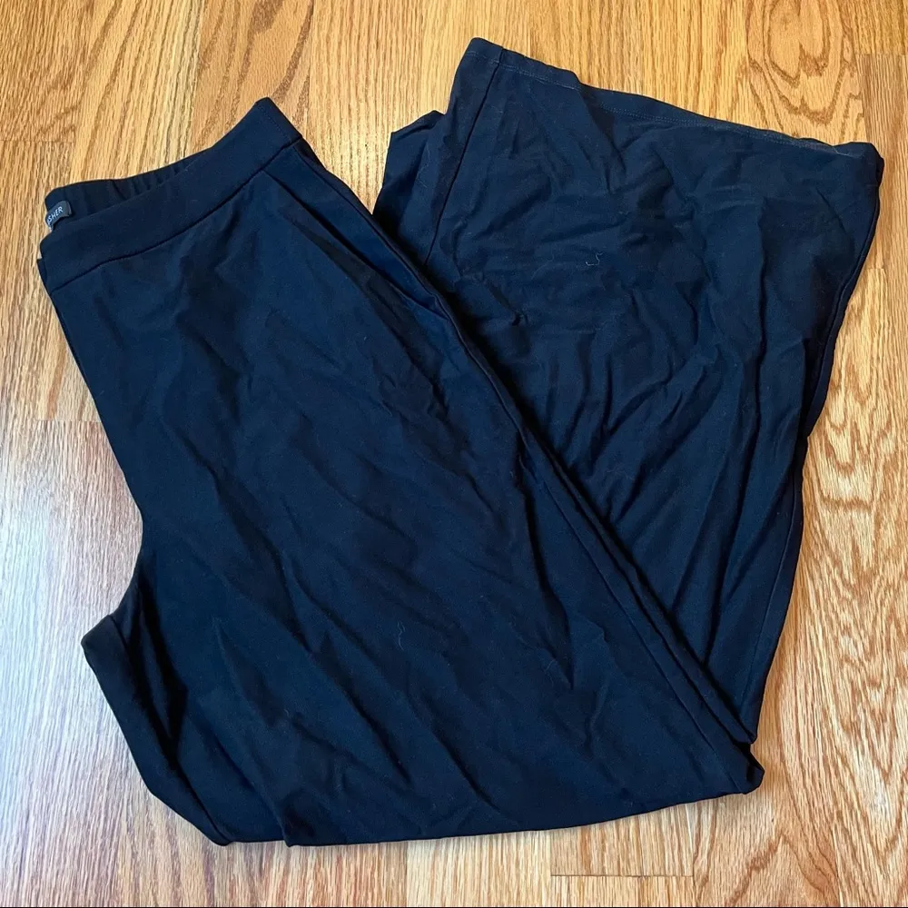 Eileen Fisher wide leg system stretch crepe black ankle pant size 6 - Image 2