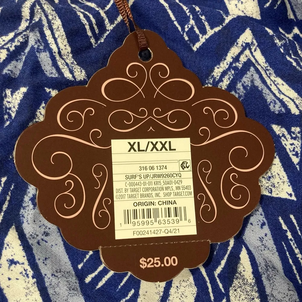 Knox Rose Kimono Duster XL/XXL Surfs Up Open Relaxed Fit Rayon Blue Print NWT - Image 4