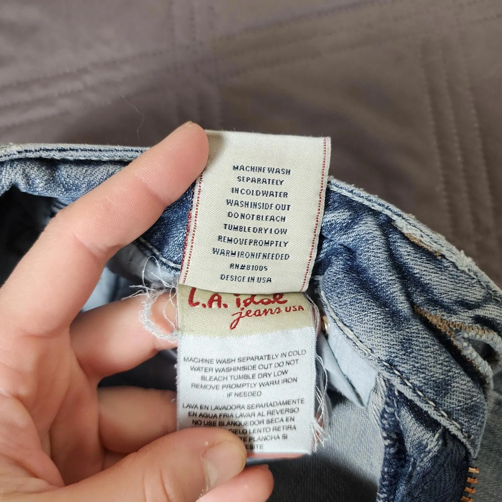 Y2K LA Idol USA Jeans Women's 1 Bootcut Embellished Rhinestone Pockets Denim Blue Size 27 - Image 6