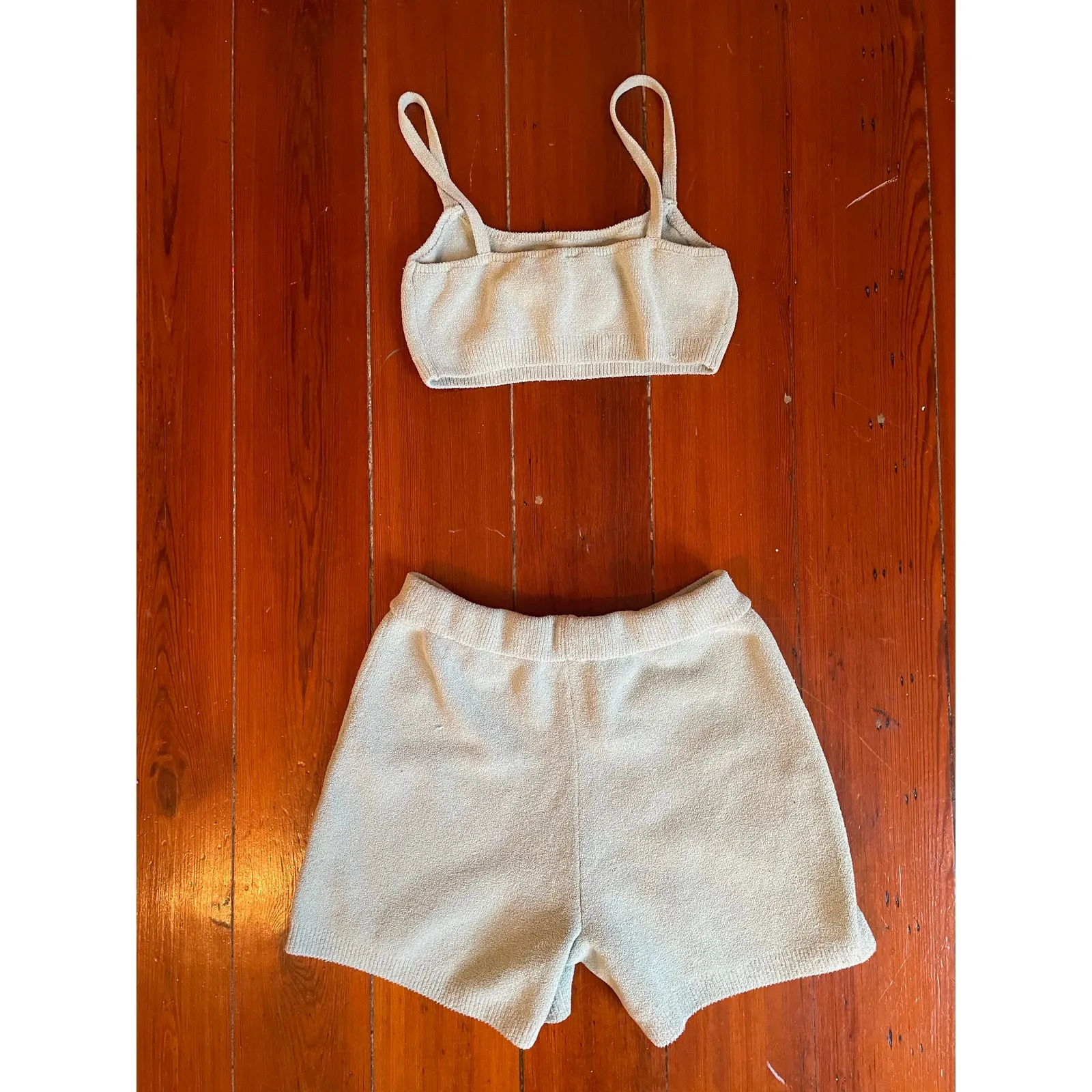 SKIMS Terry Lounge Set mint Bralette and Shorts Set Size M - Image 6