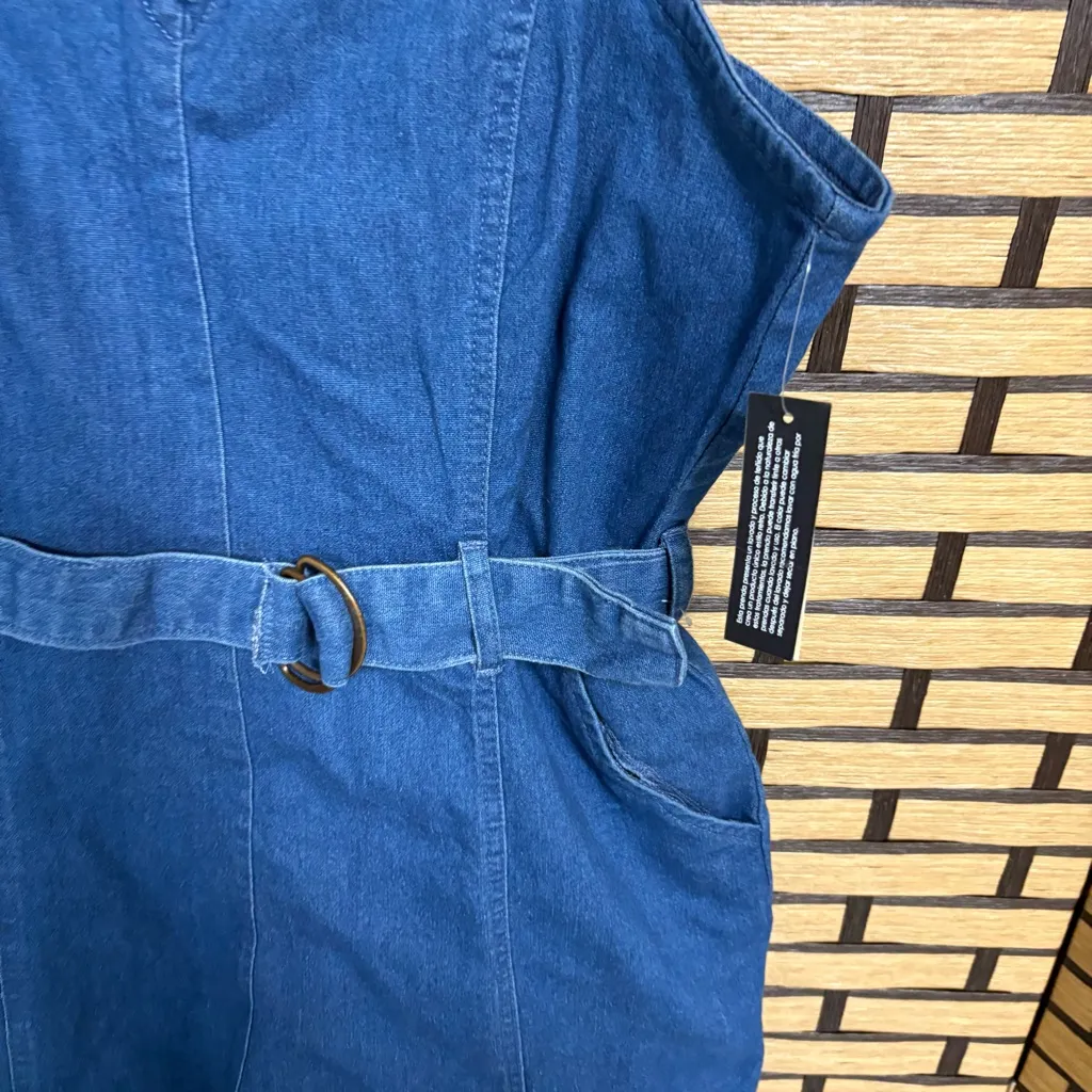 Derek Heart Denim Crop Jumpsuit Size‎ Large - Image 5