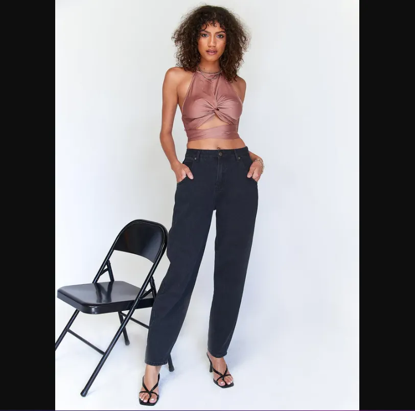 Merida Brown Twist Front Halter Crop Top 4 - Image 2