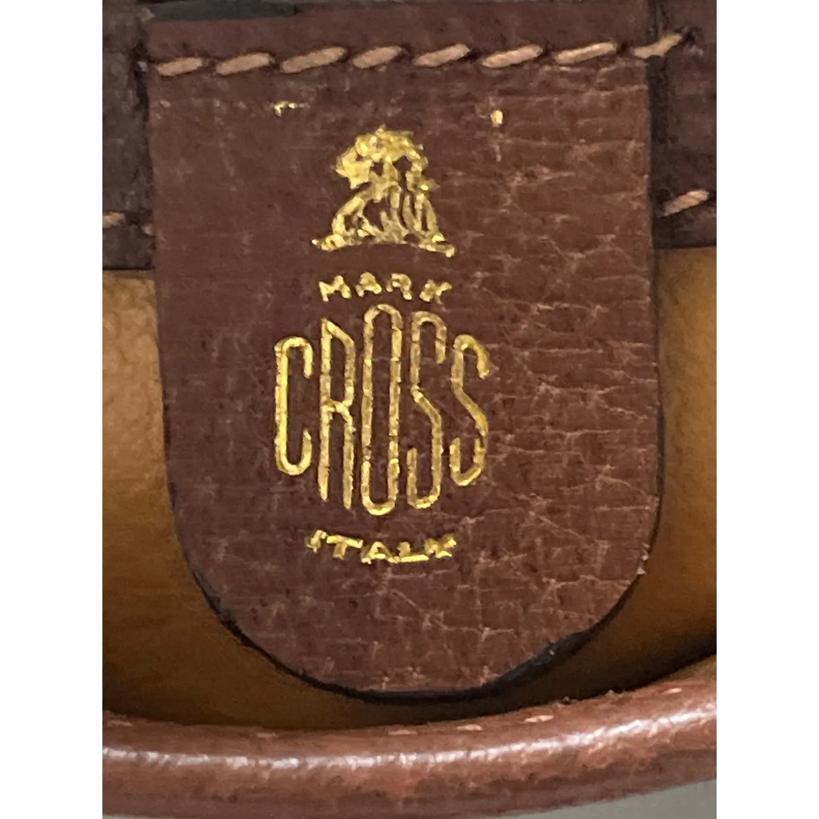 Mark Cross Vintage Herringbone Canvas & Leather Crossbody Shoulder Bag Italy Brown - Image 11