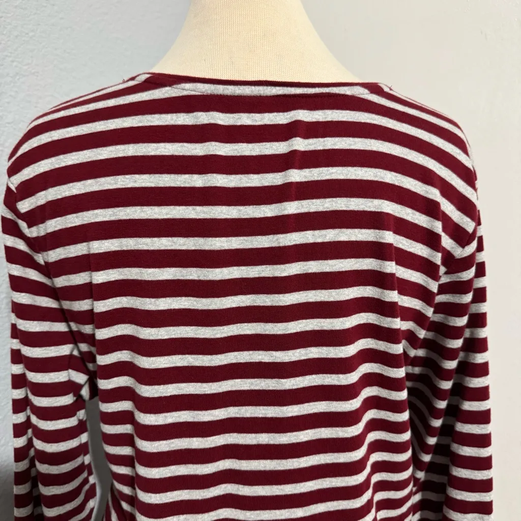 CJ‎ Banks Plus Women Burgundy Gray Striped Long Sleeve Crew Neck Top Size 2X Red - Image 8