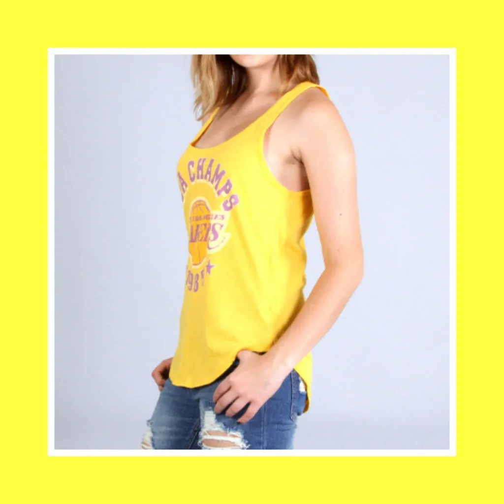🆕‎ LA Lakers NBA Basketball Champs Tank Top Shirt Womens S Small NWT Yellow - Image 3
