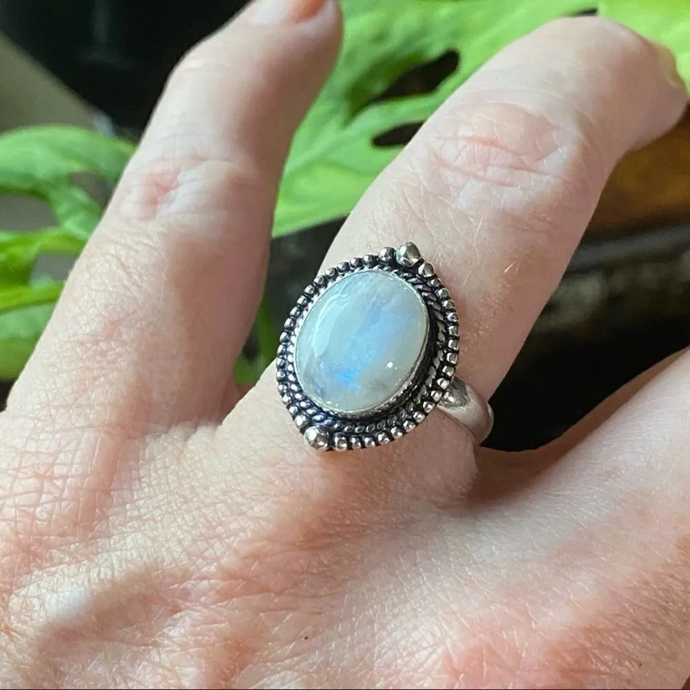 Moonstone Sterling Silver Ring Size 6 Silver - Image 4