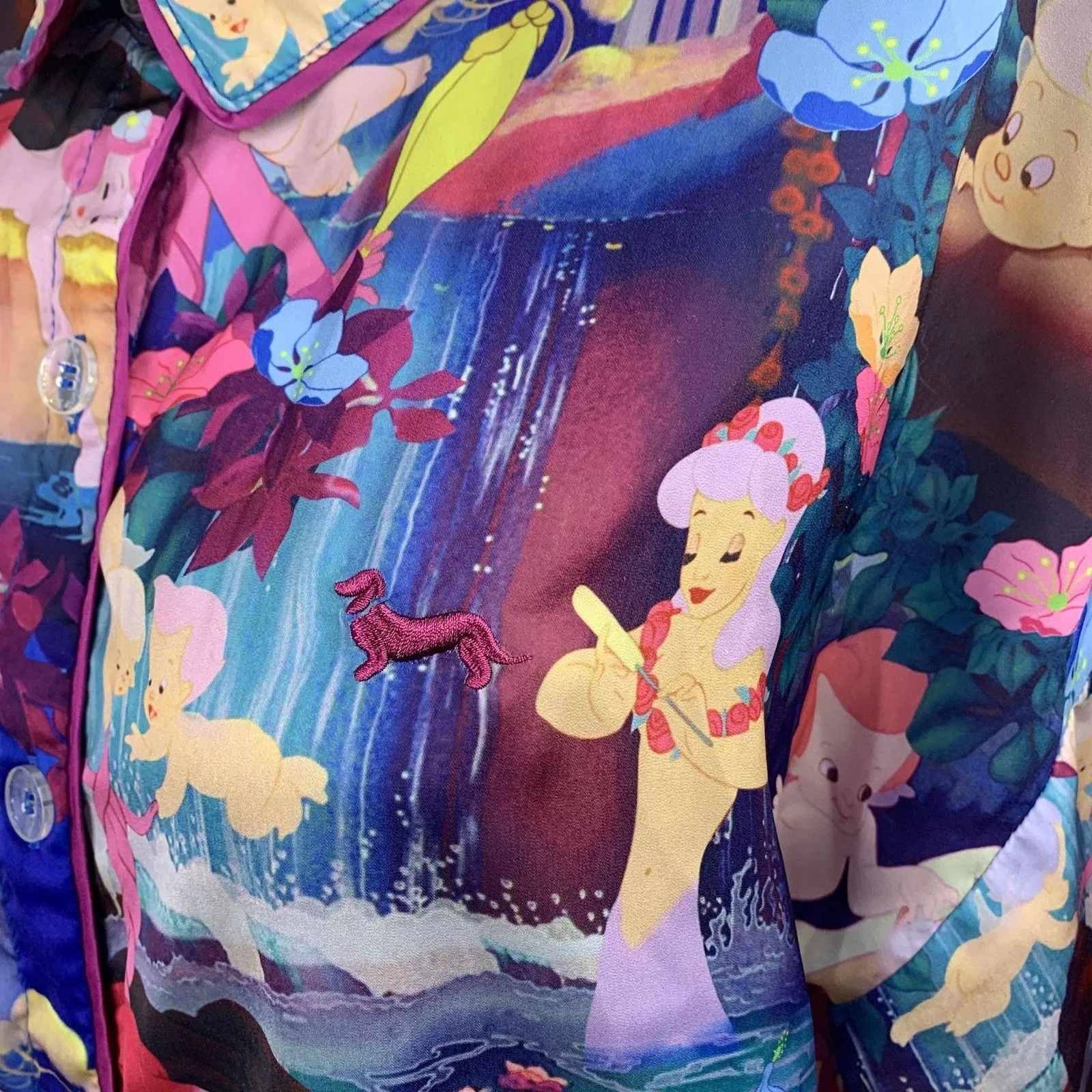 Peter Alexander Disney Fantasia PJ Top Shirt Sz M Pink Satin Cupids Pegasus - Image 7