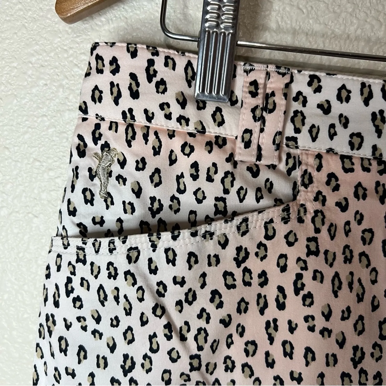 Golfino cheetah animal leopard print pleated Ed front skirt skort 12 White - Image 2