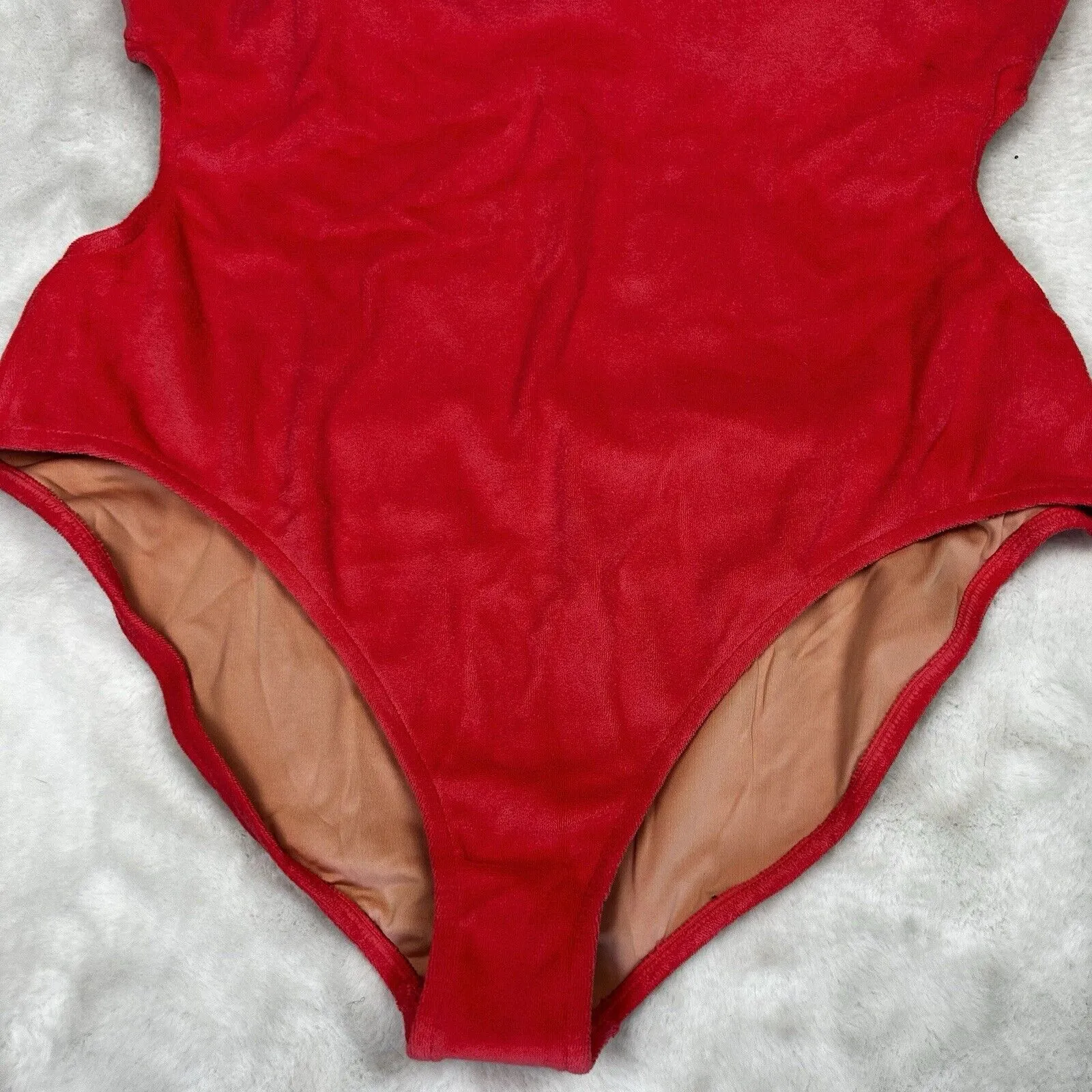 J Crew Cut Out Bandeau One Piece Swimsuit in Terry Coral Size 22 -BK548 - Image 3