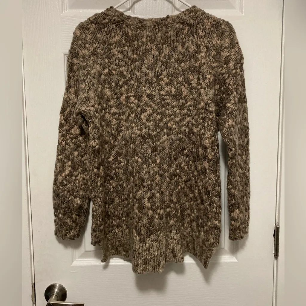 J. Jill Brown Multicolor Popcorn Knit Wool Blend Long Sleeve Sweater - Image 7