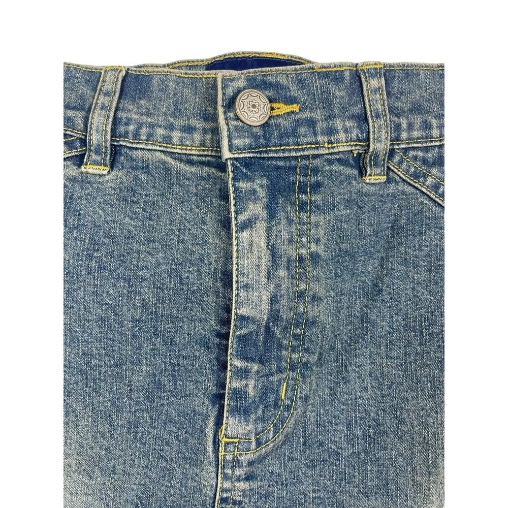 LA Blues 90s Y2K Antique Wash Denim Stretch Mini Skirt 10 - Image 4