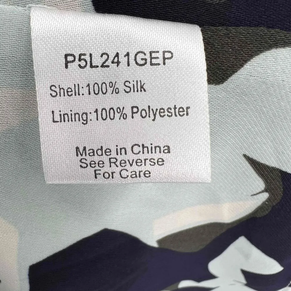 Parker Blue White Floral Print Off Shoulder Silk Dress Womens Extra Small - Image 5