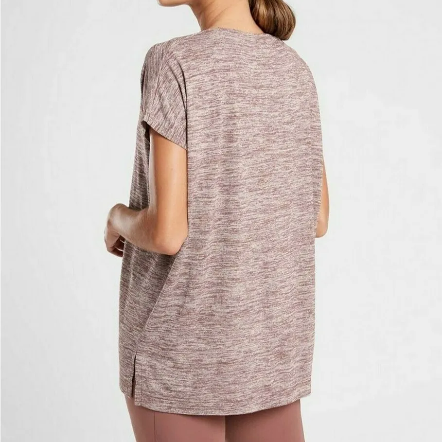 🤎Athleta Heathered Brown Relaxed Breezy Tee T-Shirt - Image 2