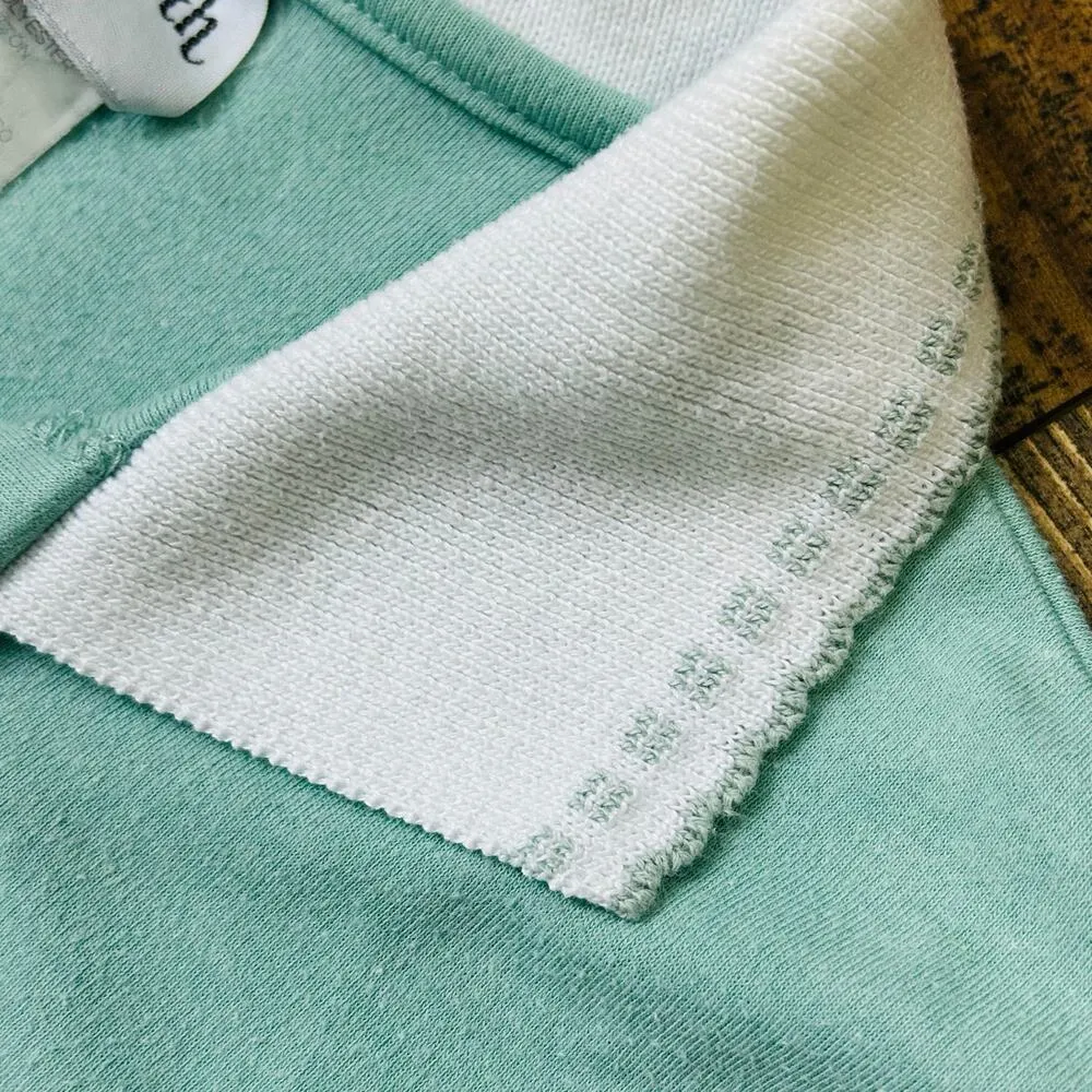 Vintage Coastal Polo Knit Shirt Collared Mint Green Palmtrees Preppy Blouse XS - Image 3