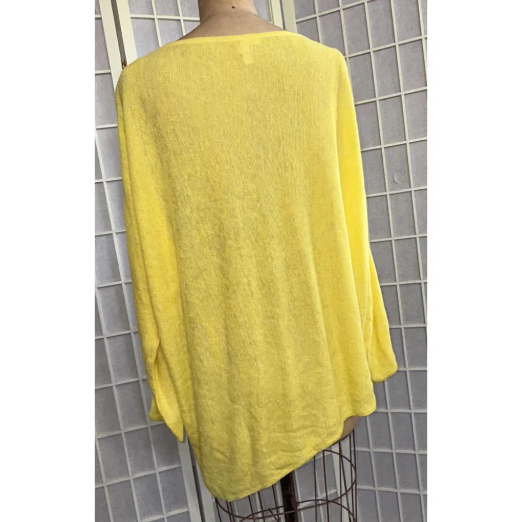 Eileen Fisher Organic Linen Yellow Boxy Top Luxury Boatneck Tunic Casual Medium - Image 6