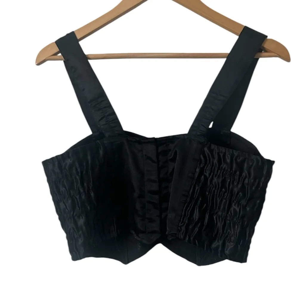 Vintage Black Beaded Bustier Top Hook‎ and Eye Closure Size Large - Image 3
