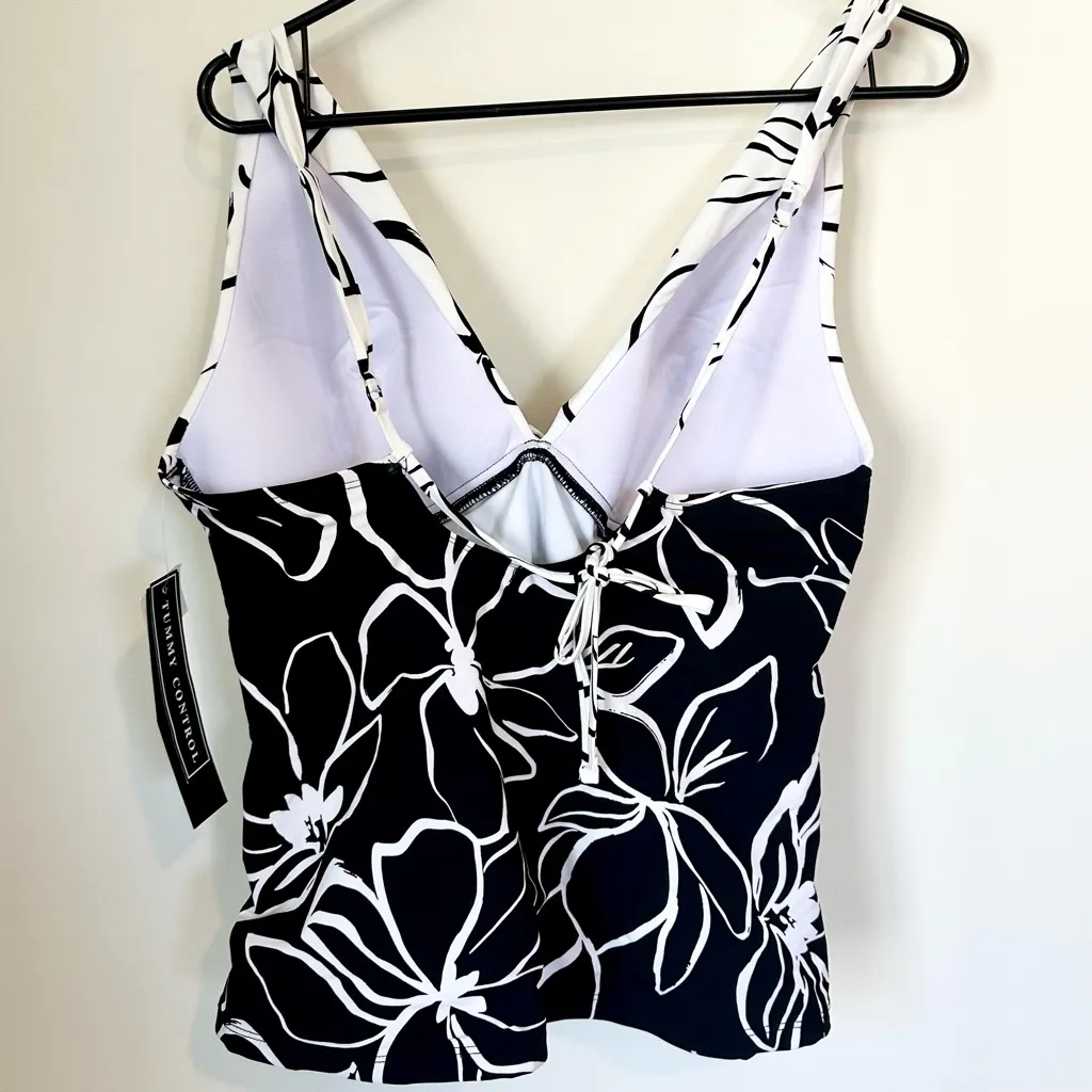 NWT La Blanca Moonlit Silhouette Black Twist Front Tankini Swim Top - Size: 14 - Image 5