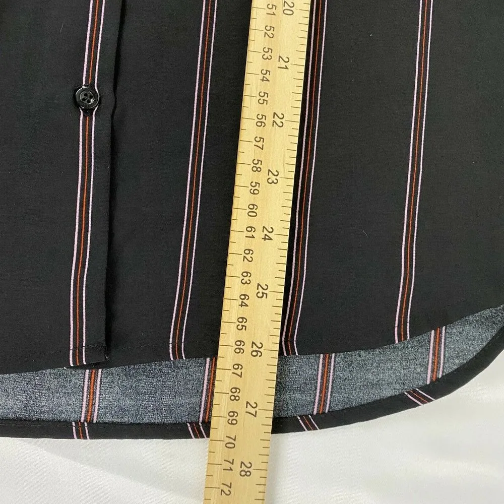 Elodie Womens Black with Pink & Red Stripe Button Front Shirt Chest Pocket Small - Image 9