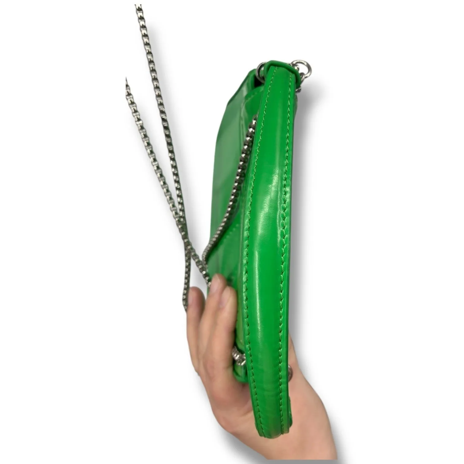 3.1 Phillip Lim Green Leather Mini Shoulder Bag Chain Strap GUC - Image 5