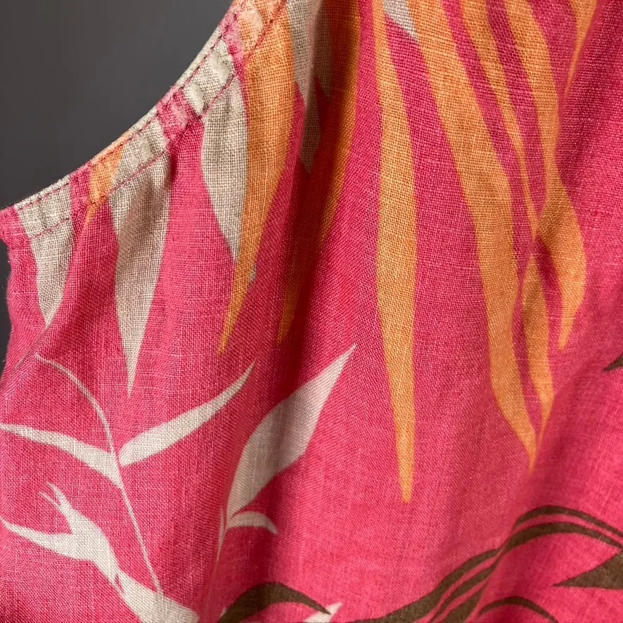 J Jill Linen XL Floral Print Sleeveless Dress Pink Tropical Beach Casual Coastal - Image 3