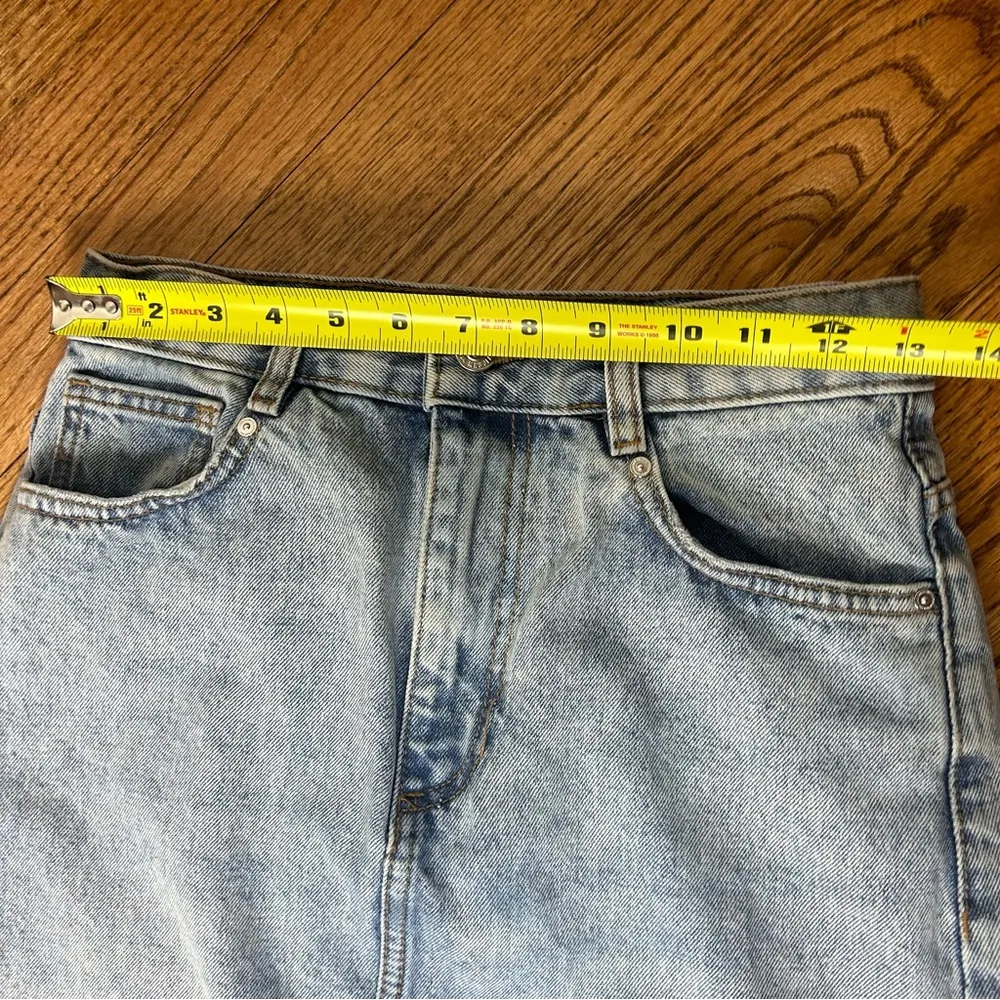 MNG | Split Back Raw Hem Denim Acid Wash Midi Skirt Size S - Image 9