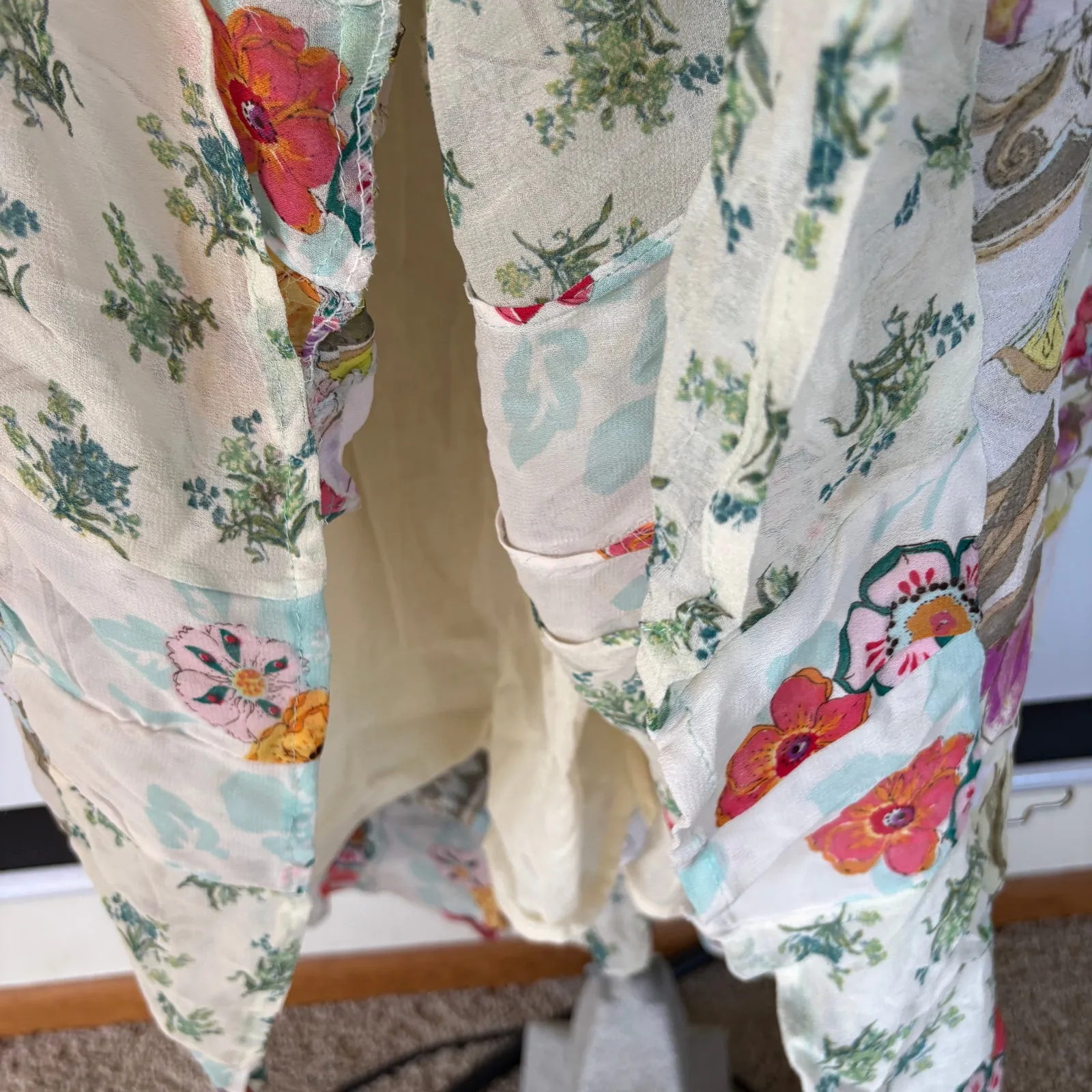 Floral Prairie Tiered Midi Skirt Bohemian Spring Fairy Flowy Gauzy Ethereal - Image 6