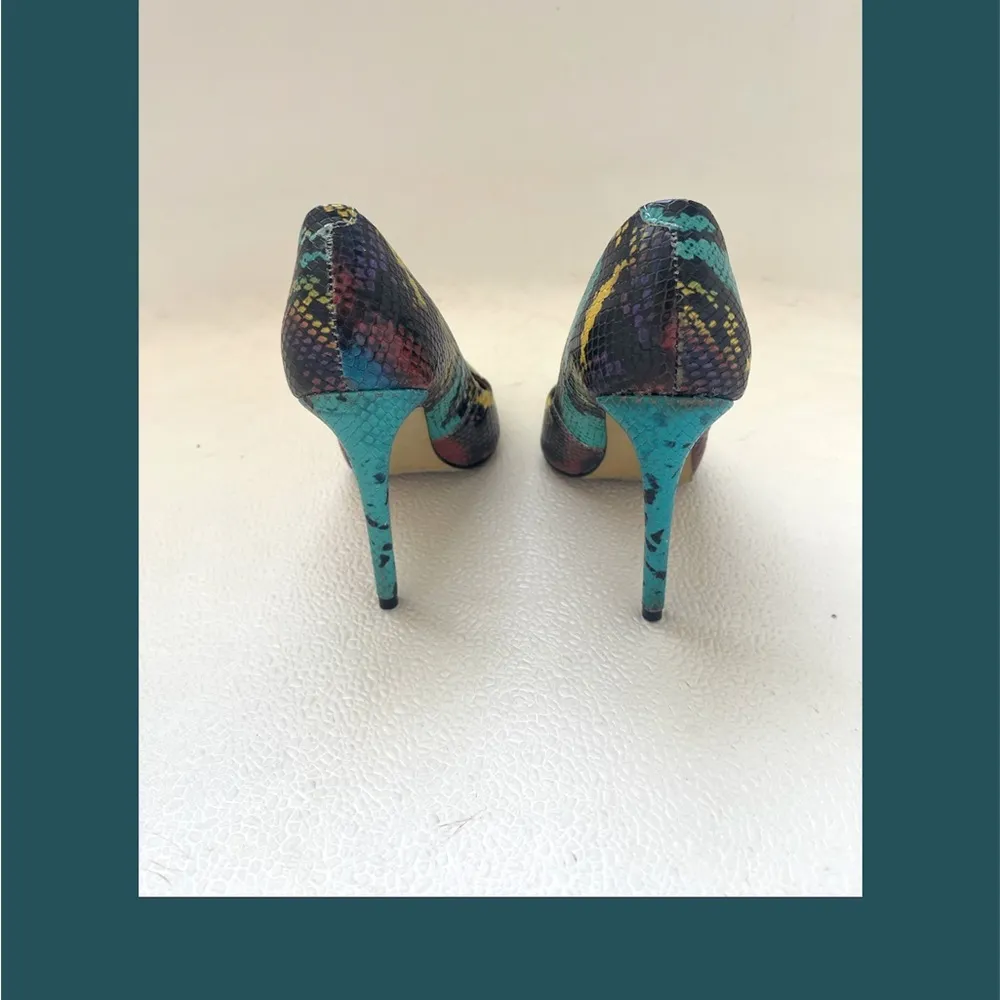 Snakeskin Stiletto Heels Womens Size 5.5 Multicolor Pre owned - Image 3