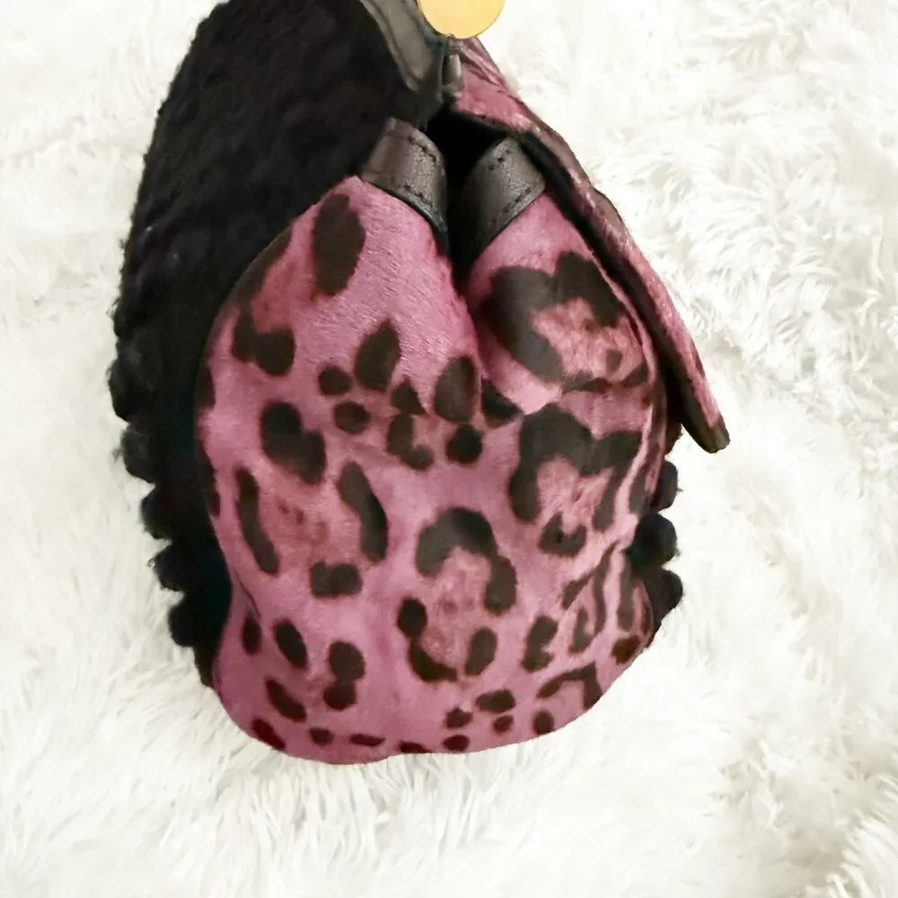 DOLCE & GABBANA | Knit Trim Ponyhair Sicily Satchel Shoulder Strap Purple Black - Image 10