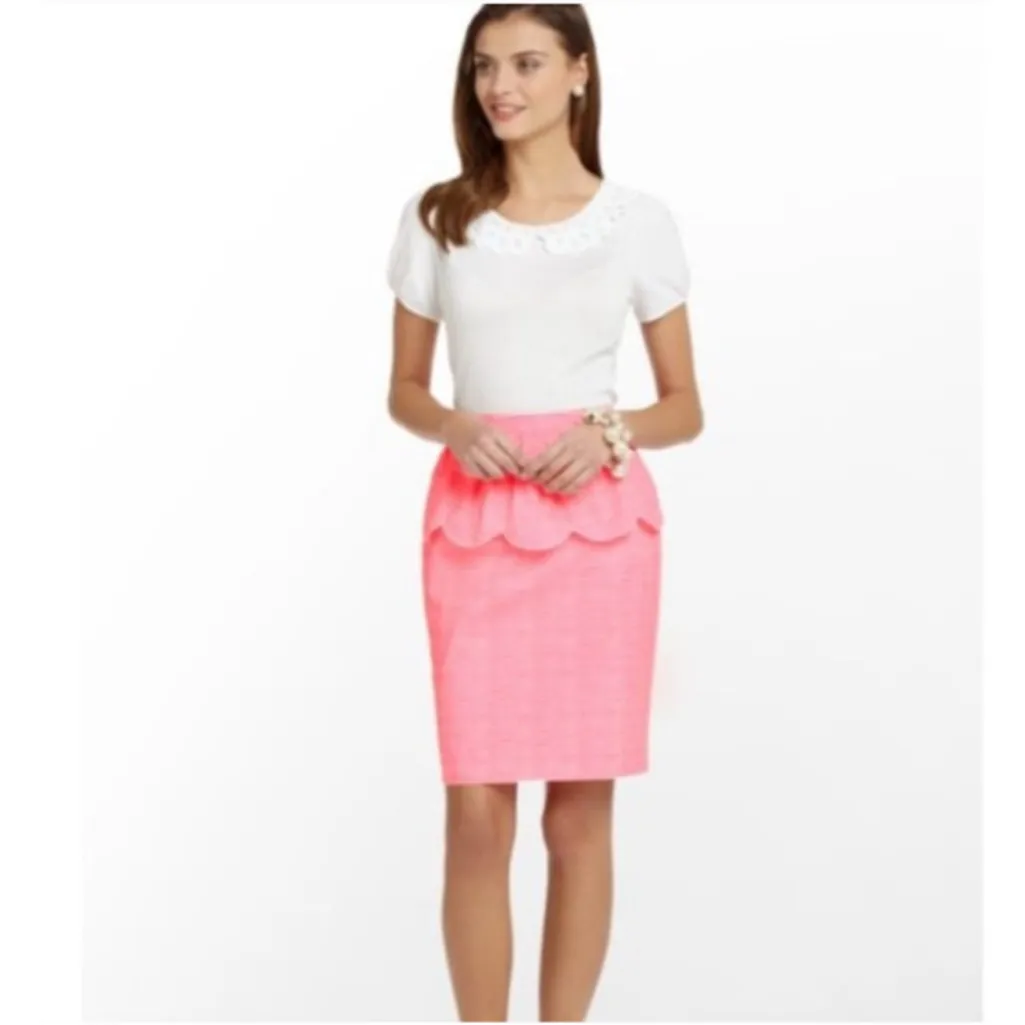 Lilly Pulitzer Thyme Scallop Peplum Skirt Fiesta Pretty Pink Gingham 0 - Image 6