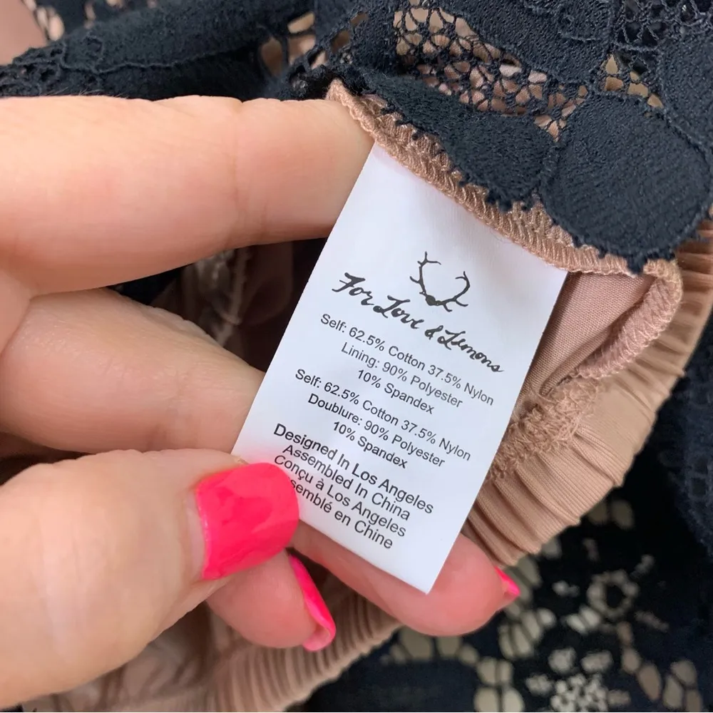 For Love and Lemons Gianna Lace Black/Nude Crop Top - Image 6