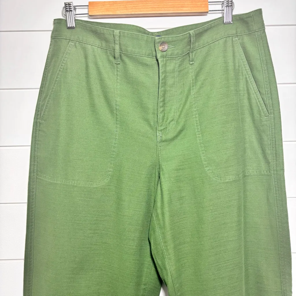 J. Crew Cotton Camp Pant Women’s Size 12 Patch‎ Pockets Tapered Leg Casual Green - Image 4